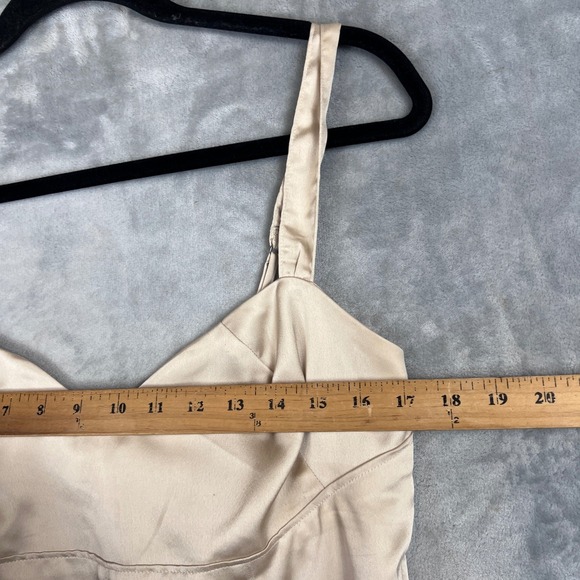 Abercrombie Fitch Y2K Satin Smocked Cami Top Champagne Gold Sweetheart Neckline - Picture 4 of 10